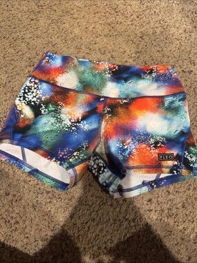 Fleo Women's Multicolor Athletic Shorts - Orange, Blue, Green, White